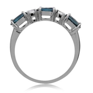 Silvershake 1.74ct. 3 Stone Genuine London Blue Topaz White Gold Plated 925 Sterling Silver Ring Size 8.5