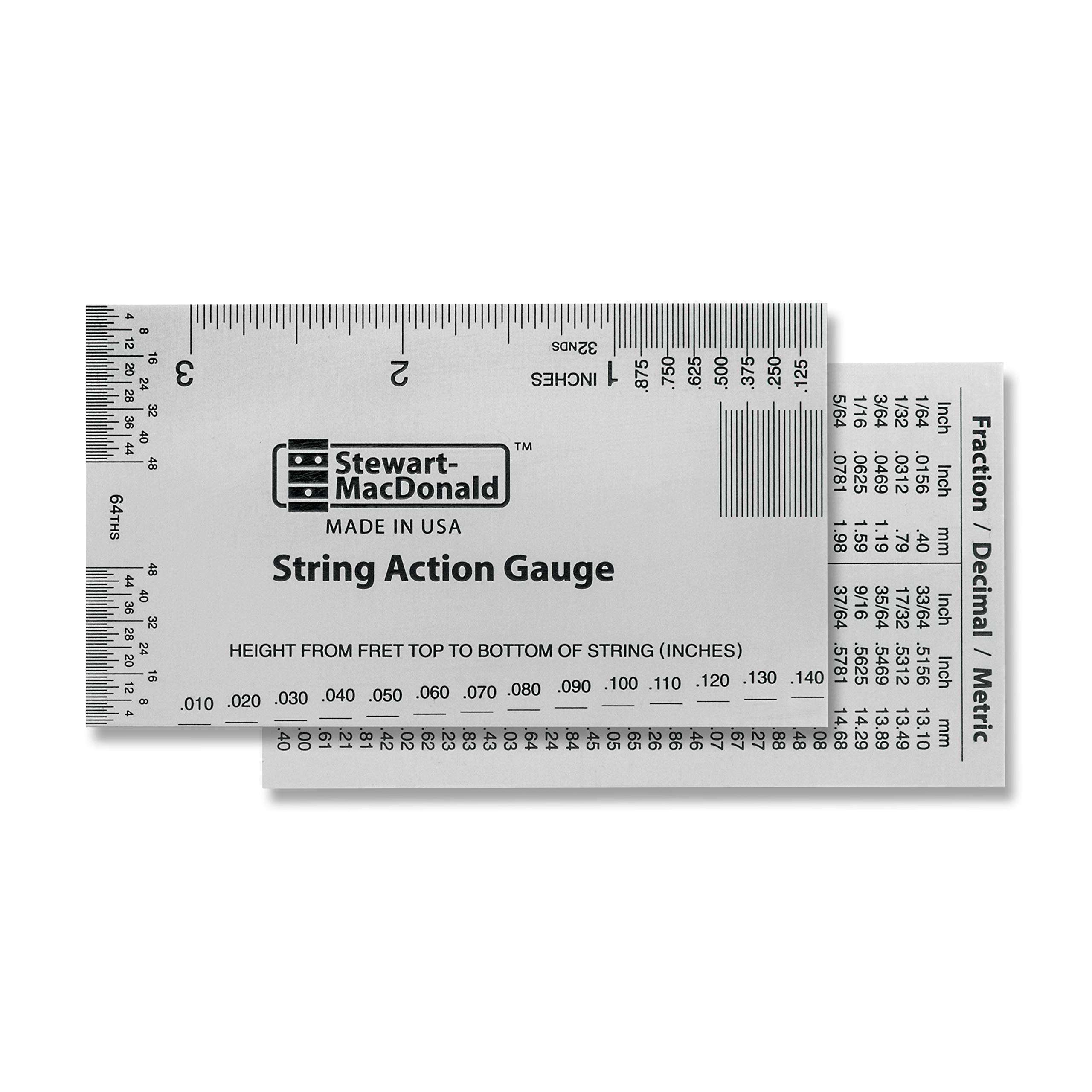 StewMac String Action Gauge And Ruler, Inches, Stainless Steel - Designed by StewMac, The Original measuring tool for acoustic and electric guitar, and bass setup