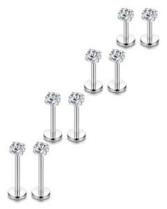 orazio 8 pcs 18g stainless steel nose piercing lip rings studs ear piercings 6-12mm