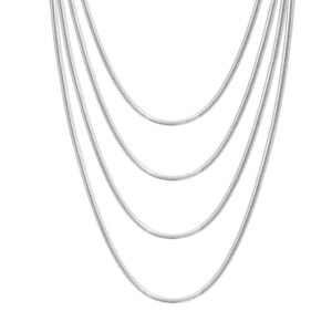 VNOX Stainless Steel Round Snake Chain Necklace for Women Girl, 2mm,Set of 4