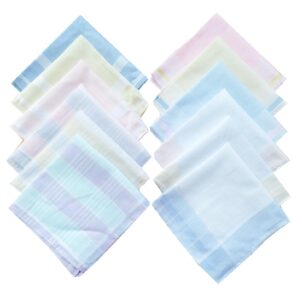 La closure Womens Colored Stripe Border Soft 100% Cotton Handkerchiefs Bulk Pack