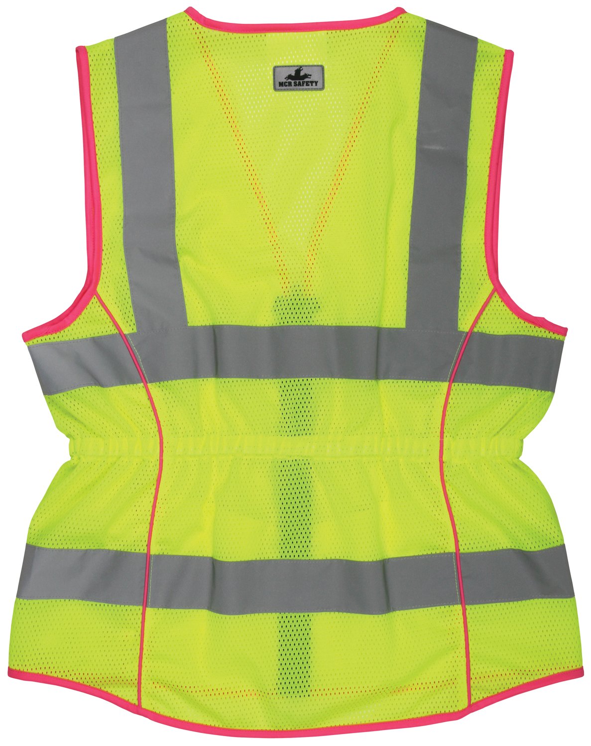 MCR Safety LVCL2MLM Ladies Sized Class 2 Lightweight Safety Vest, Silver Reflective Stripe, Zipper Front, Lime, Medium