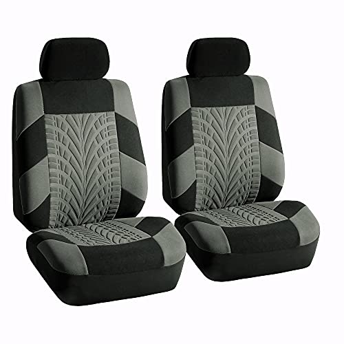 FH Group Car Seat Covers Full Set Gray Premium Cloth - Universal Fit, Automotive Low Back Front Seat Covers, Airbag Compatible, Split Bench Rear Seat, Washable, for SUV, Sedan