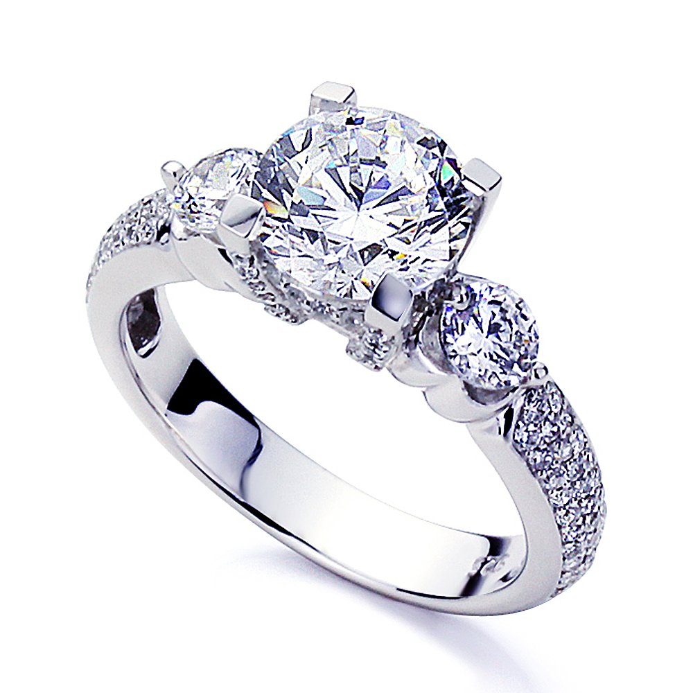 DoubleAccent Platinum Plated Sterling Silver Ring 2 CT Round CZ Stone Beautiful Wedding Engagement Ring (Size 5 to 9), 6