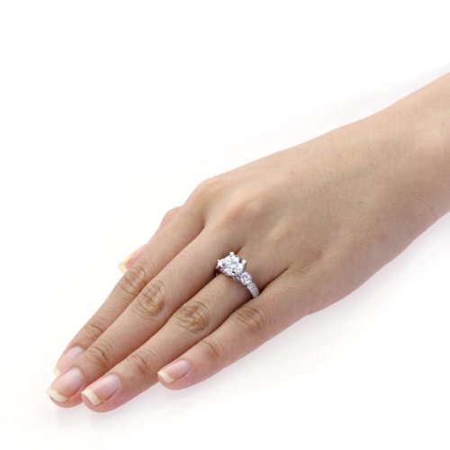 DoubleAccent Platinum Plated Sterling Silver Ring 2 CT Round CZ Stone Beautiful Wedding Engagement Ring (Size 5 to 9), 6