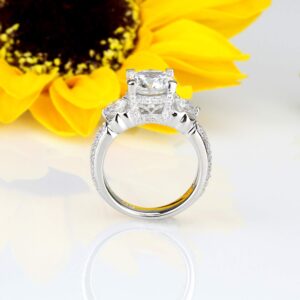 DoubleAccent Platinum Plated Sterling Silver Ring 2 CT Round CZ Stone Beautiful Wedding Engagement Ring (Size 5 to 9), 6