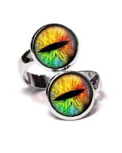 wearable treasures dragon eye ring, dragon inspired jewelry, bridal wedding party gifts, nerd nerdy geek geeky gift, comic book bridesmaids gift