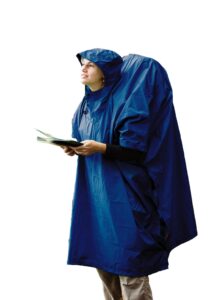 sea to summit nylon tarp poncho 4-in-1 raincoat, pack cover, groundsheet, and shelter, royal blue