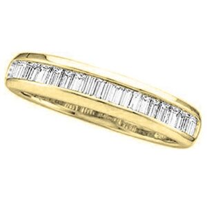 Dazzlingrock Collection 0.13 Carat (ctw) 14K Baguette Cut Diamond Ladies Wedding Band Stackable Anniversary Ring, Yellow Gold, Size 8