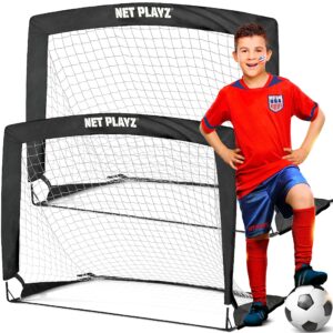 net playz 4ftx3ft easy fold-up portable training soccer goal, 36"d x 48"w x 36"h, set of 2