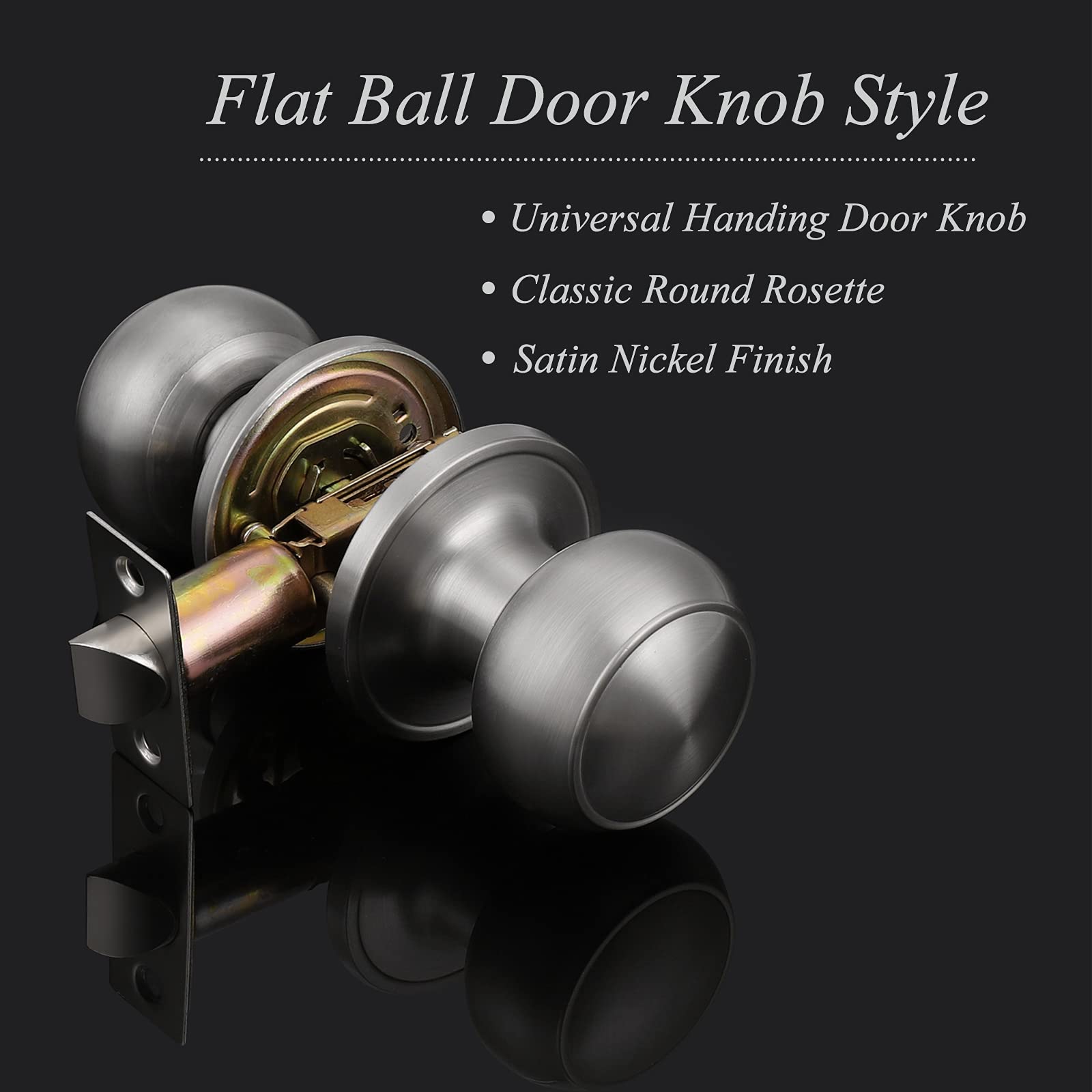 Probrico Colonial Style Passage Door Knobs Brushed Nickel Door Handle for Hall/Closet Door