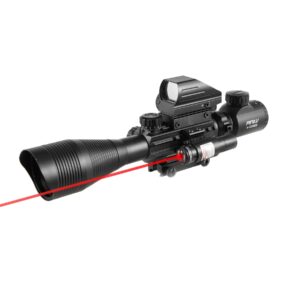 pinty rifle scope 4-12x50eg rangefinder tactical reticle scope combo with laser sight and red dot sight