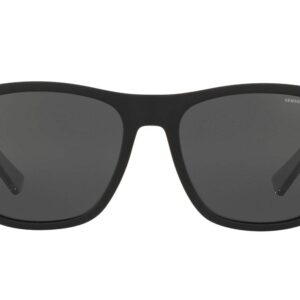 A|X ARMANI EXCHANGE Men's AX4049SF Low Bridge Fit Square Sunglasses, Matte Black/Grey, 57 mm