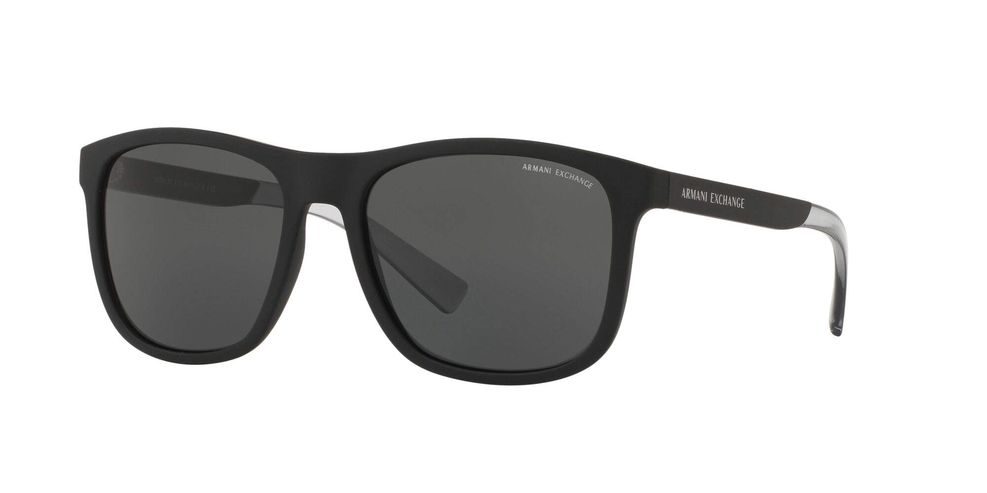 A|X ARMANI EXCHANGE Men's AX4049SF Low Bridge Fit Square Sunglasses, Matte Black/Grey, 57 mm