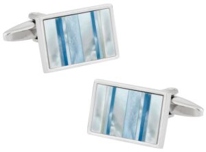 cuff-daddy ocean blue mother of pearl cufflinks with presentation box unique shirt accessories for mens wedding cufflinks thoughtful gift storage cuff links travel box