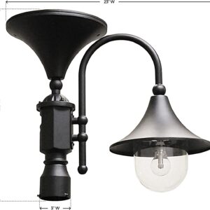 Gama Sonic Everest Outdoor Solar Lamp Post Light, Black Aluminum Downlight Lamp, 3-inch Fitter for Lamp Posts or Pier Mount (Sold Separately), Warm White Light 2700K, 109012