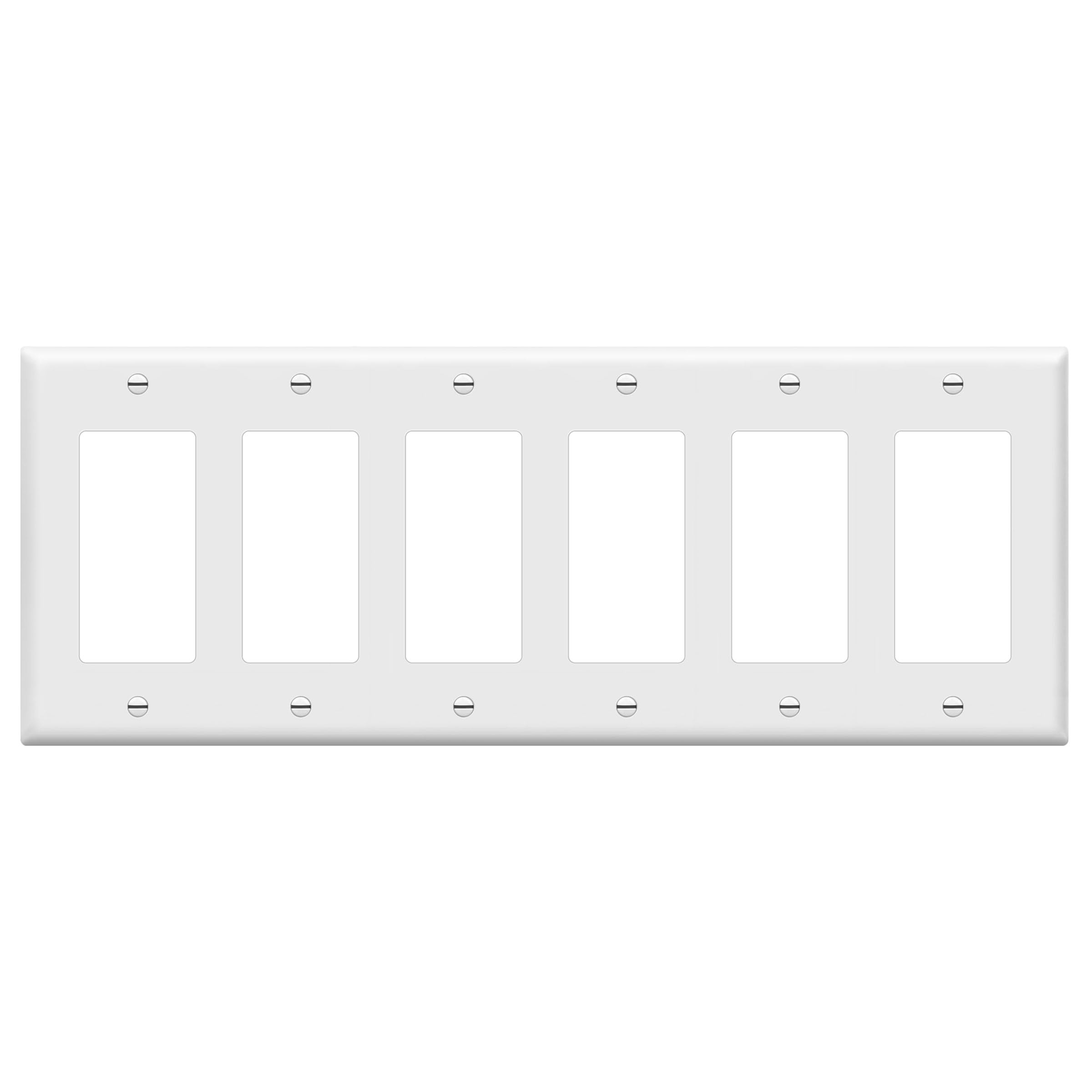 ENERLITES Decorator Light Switch or Receptacle Outlet Wall Plate, Size 6-Gang 4.50" x 11.81",Polycarbonate Thermoplastic, 8836-W, White