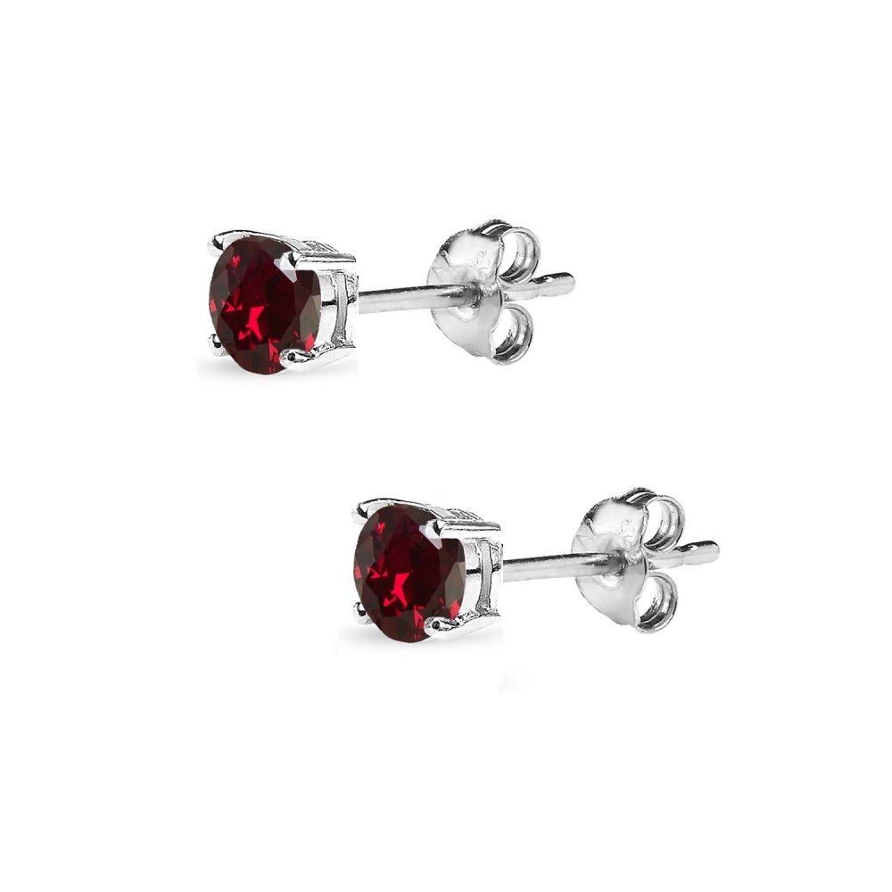 Ruby Earrings for Women Synthetic Gemstone 5mm Round Solitaire Sterling Silver Red Stud Earring Bridesmaids Fashion