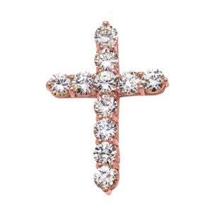 religious charms and necklaces elegant 14k rose gold 7 carat round cubic zirconia cross pendant (large)