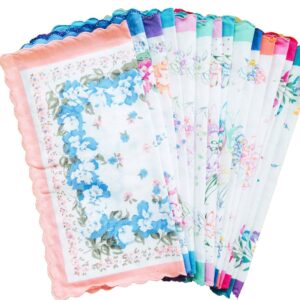 CoCoUSM Womens Vintage Floral Print Cotton handkerchiefs Bulk 10 PCS