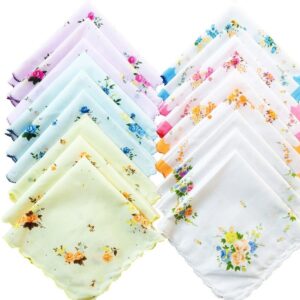 CoCoUSM Womens Vintage Floral Print Cotton handkerchiefs Bulk 10 PCS