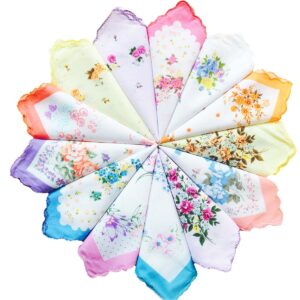 CoCoUSM Womens Vintage Floral Print Cotton handkerchiefs Bulk 10 PCS