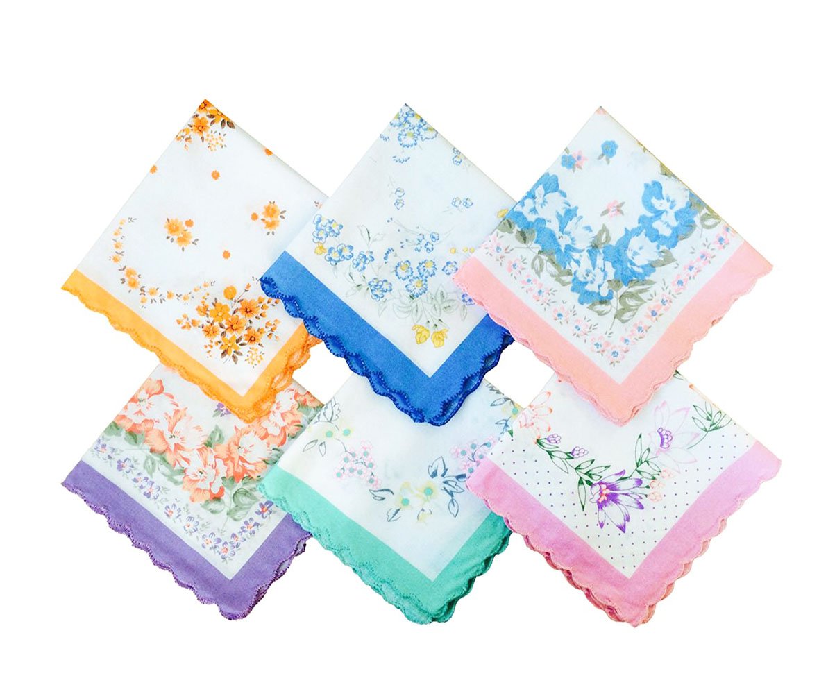 CoCoUSM Womens Vintage Floral Print Cotton handkerchiefs Bulk 10 PCS