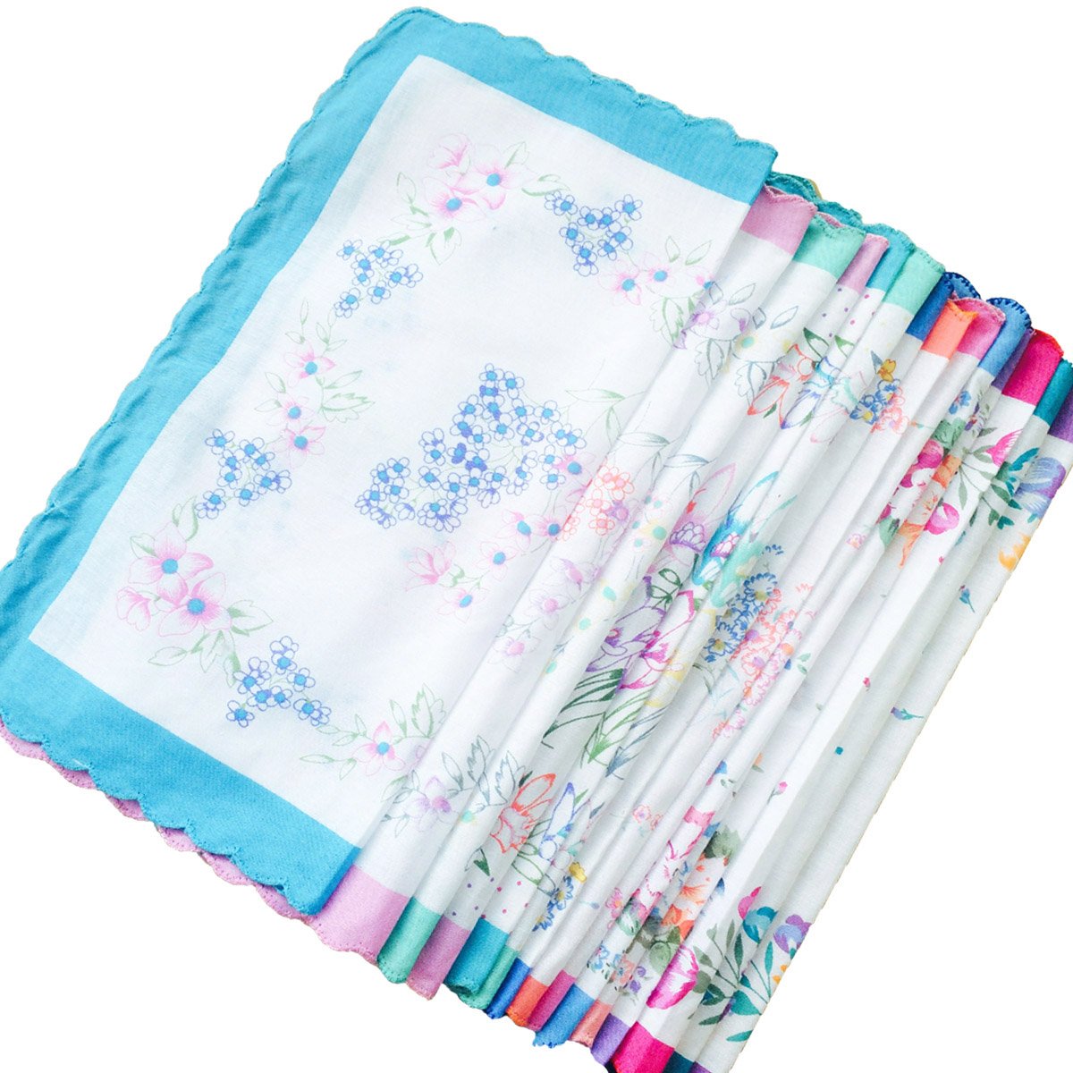 CoCoUSM Womens Vintage Floral Print Cotton handkerchiefs Bulk 10 PCS