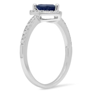 Dazzlingrock Collection 10K Heart Cut Blue Sapphire & Round White Diamond Heart Engagement Ring, White Gold, Size 6.5