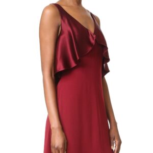 Jill Jill Stuart Women's Deep-V Satin Back Crepe Gown, Oxblood, 10