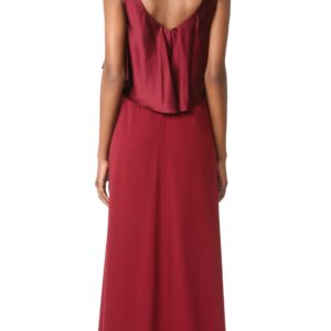 Jill Jill Stuart Women's Deep-V Satin Back Crepe Gown, Oxblood, 10