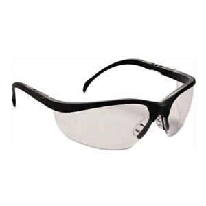 crews glasses 135-kd110af klondike safety glass with black frame, clear lens, anti-fog