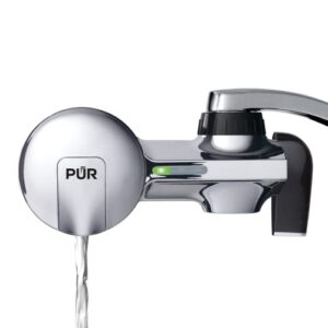 pur plus faucet mount water filtration system, 3-in-1 powerful, natural mineral filtration with lead reduction, horizontal, chrome, pfm400h