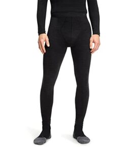 falke men's wool tech. long tights base layer bottom, thermal breathable quick dry, black (black 3000), s, 1 pair