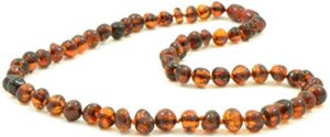 amberjewelry baltic amber beaded necklaces for adults - 21.6 inches (55cm) - dark cognac / brown color amber beads necklace - authentic / polished baltic amber beads necklace collar de ámbar handmade in baltic region