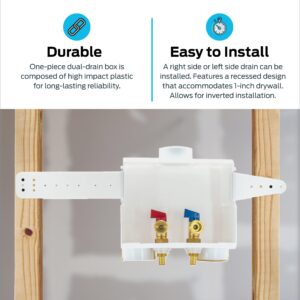 Eastman 1/2 Inch Expansion PEX Connection x 3/4 Inch MHT Washing Machine Outlet Box, Push to Connect Brass Plumbing Fittings, Double Drain, 60261