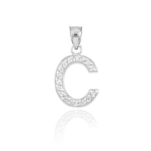 claddagh gold 925 sterling silver initial letter c charm pendant with cz