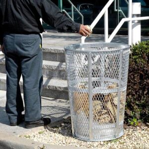 Global Industrial 48 Gallon Outdoor Metal Trash Container, Galvanized