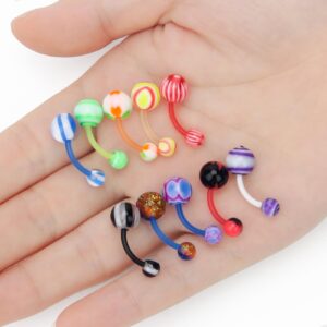 CrazyPiercing Wholesale Lot of 50pcs Belly Navel Button Rings Bar Barbells Ball Acrylic Steel