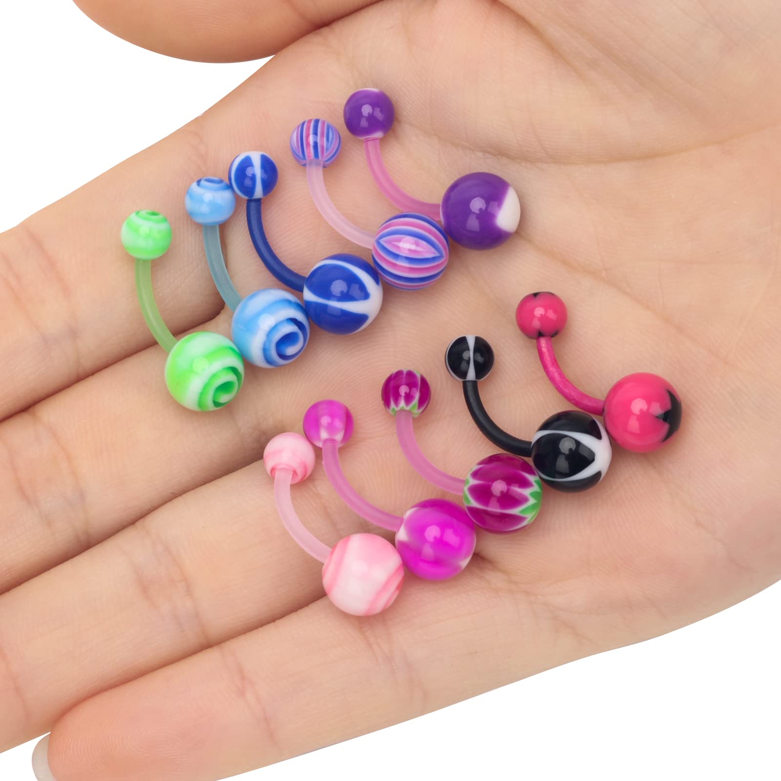 CrazyPiercing Assorted Lot of 100PCS Banana Piercing 14G Belly Button Rings Piercing Jewelry