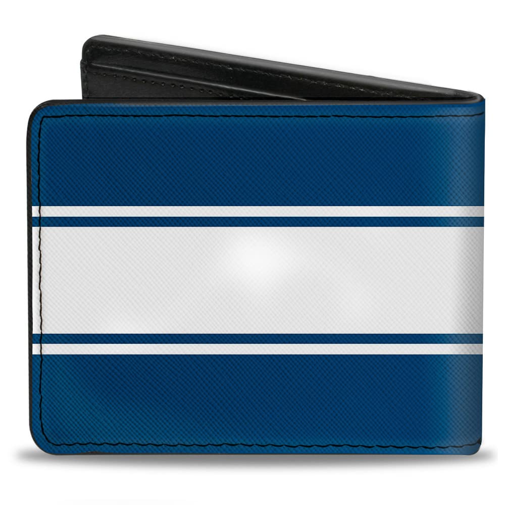 Buckle-Down Men's PU Bifold Wallet-Ford Mustang GT/CS Stripe Blue/White, Multicolor, 4.0" x 3.5"