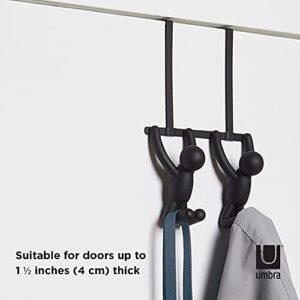 Umbra Buddy Over The Door Double Hook- Over the Door Double Hook, Decorative, Increases Storage, Storage for Coats, Hats, Scarves, Towels and More, Matte Black Finish 12-1/2 by 8-1/2 by 4 1/4"