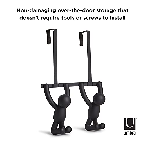 Umbra Buddy Over The Door Double Hook- Over the Door Double Hook, Decorative, Increases Storage, Storage for Coats, Hats, Scarves, Towels and More, Matte Black Finish 12-1/2 by 8-1/2 by 4 1/4"