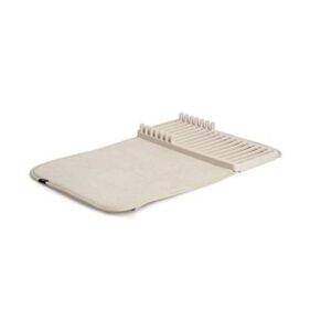 umbra udry rack and microfiber dish drying mat-space-saving lightweight design folds up for easy storage, mini, linen