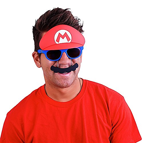 Sun-Staches Nintendo Official Mario Sunglasses, UV400 Costume Accessory, Red Mask One Size Fits Most