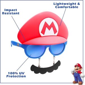 Sun-Staches Nintendo Official Mario Sunglasses, UV400 Costume Accessory, Red Mask One Size Fits Most