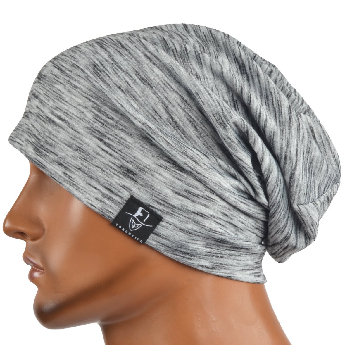 JESSE · RENA Men's Chic Striped Thin Baggy Slouch Summer Beanie Skull Cap Hat (Pale)