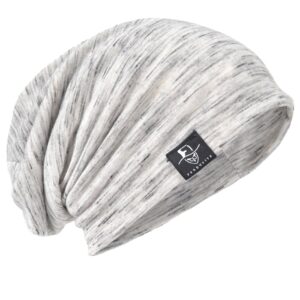 JESSE · RENA Men's Chic Striped Thin Baggy Slouch Summer Beanie Skull Cap Hat (Pale)