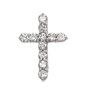 Elegant Sterling Silver 3 Carat Round Cubic Zirconia Cross Pendant (Small)