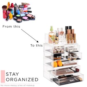 Sorbus Clear Cosmetic Makeup Organizer - Make Up & Jewelry Storage, Case & Display - Spacious Design - Great Holder for Dresser, Bathroom, Vanity & Countertop (3 Large, 4 Small Drawers)